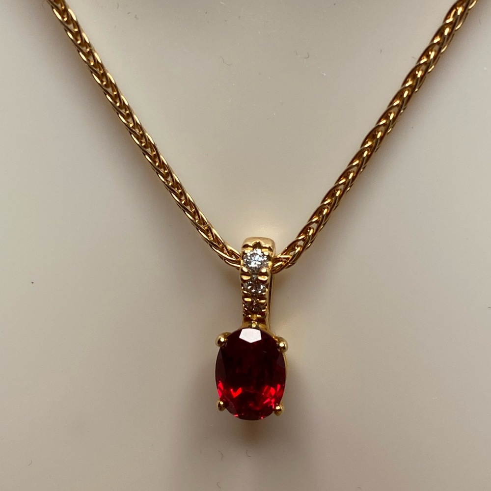 Oval Lab Created Ruby with 18” Wheat Chain